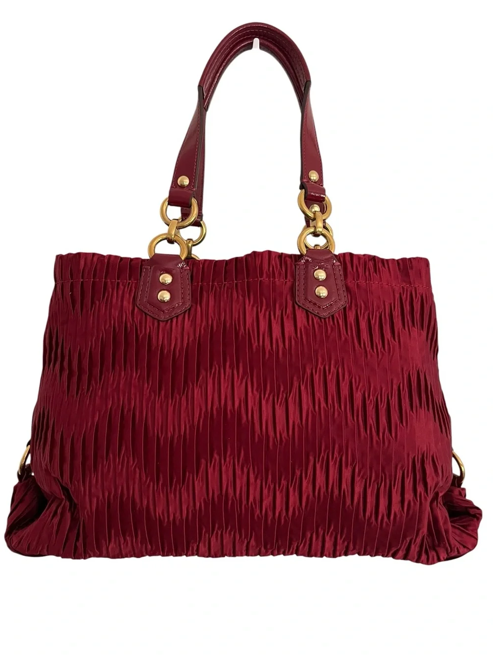 Coach Ashley Satin Ruched Satchel with Gold Hardware